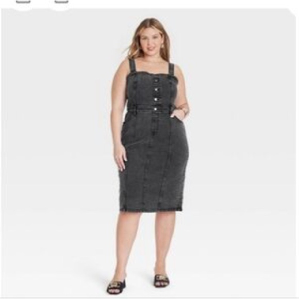 Ava & Viv Black Square Neck Sheath Dress